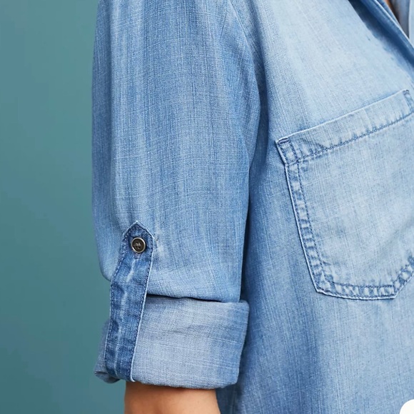 *SOLD* Anthropologie Cloth & Stone Split Back Chambray Button Down - Picture 4 of 10